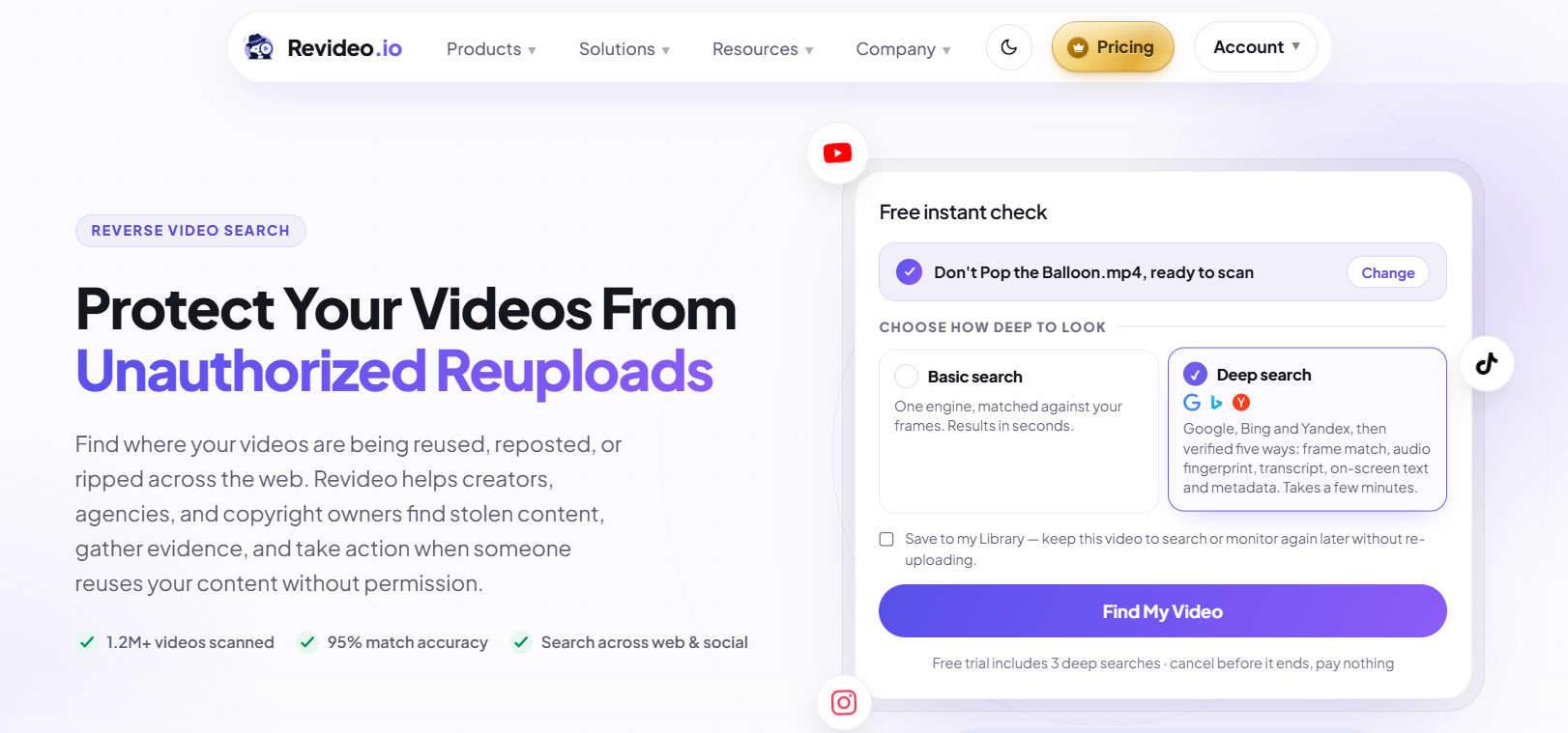 Upload box with Deep search selected